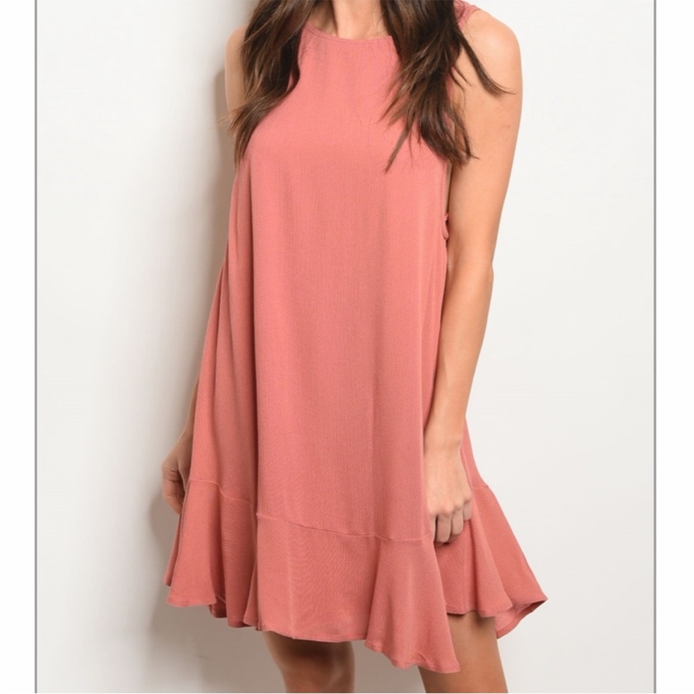 Coral Color Scoopback Dress - Picture 7 of 8